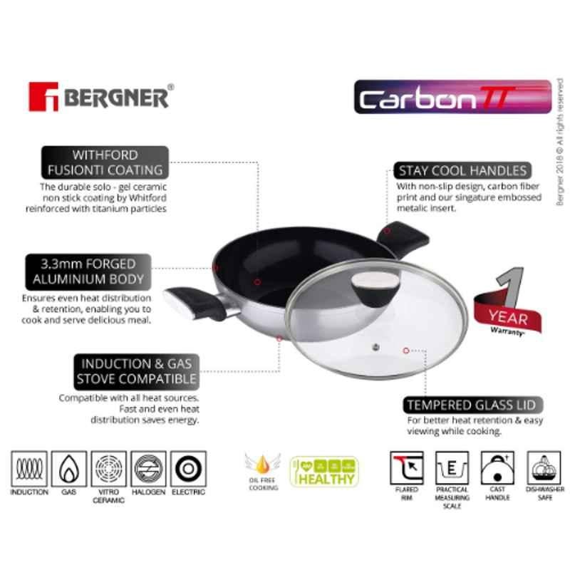 Bergner Carbon TT Kadai with Glass Lid (28 cm)