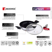 Bergner Carbon TT Kadai with Glass Lid (28 cm)