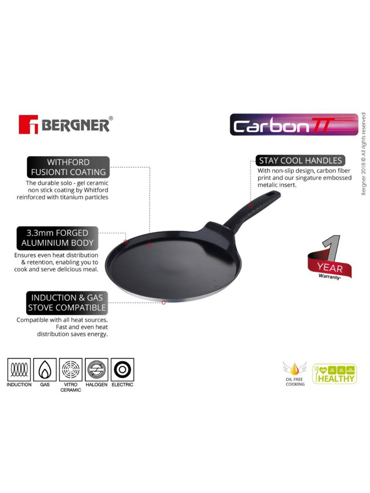 Bergner Carbon TT Pancake Pan (26 cm)