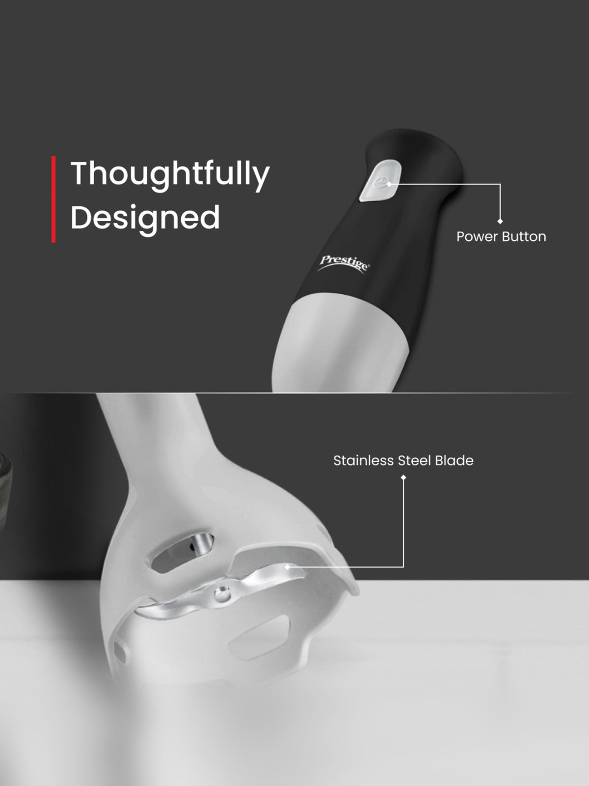 Prestige ACE Hand Blender, Black & White (250W)