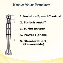 KENT Stainless Steel Hand Blender with Variable Speed Control (400W)