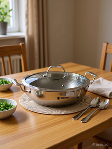 Bergner Hi-Tech Prism Kadai with Glass Lid (3.5L, 26 cm)