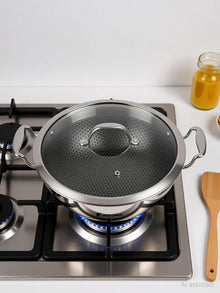 Bergner Hi-Tech Prism Kadai with Glass Lid (3.5L, 26 cm)