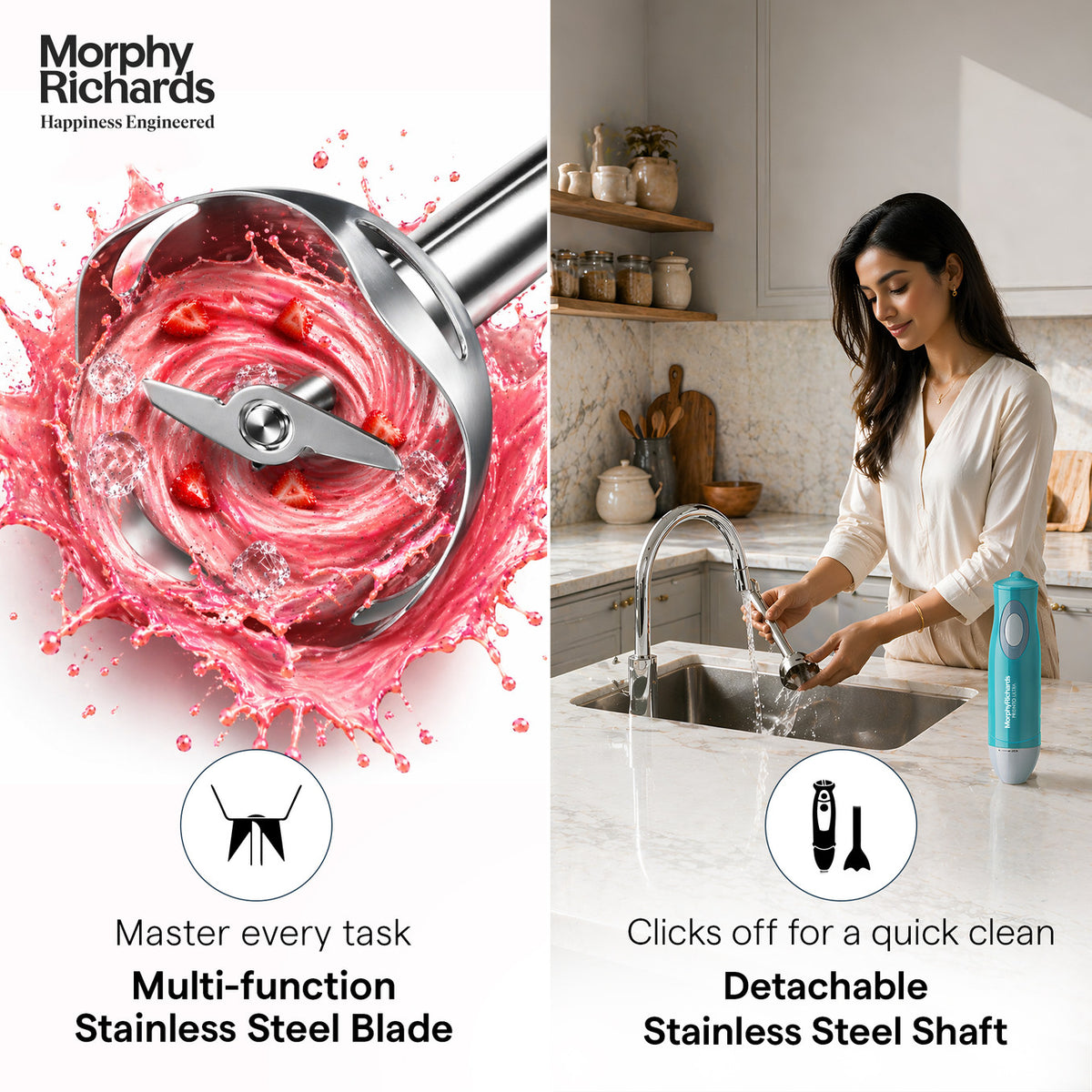 Morphy Richards Pronto Ultra Hand Blender, Blue (300W)