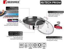 Bergner Hi-Tech Prism Kadai with Glass Lid (3.5L, 26 cm)