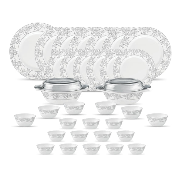 La Opala Diva Velvett Aria Grey Opalware Dinner Set (35 Pieces)