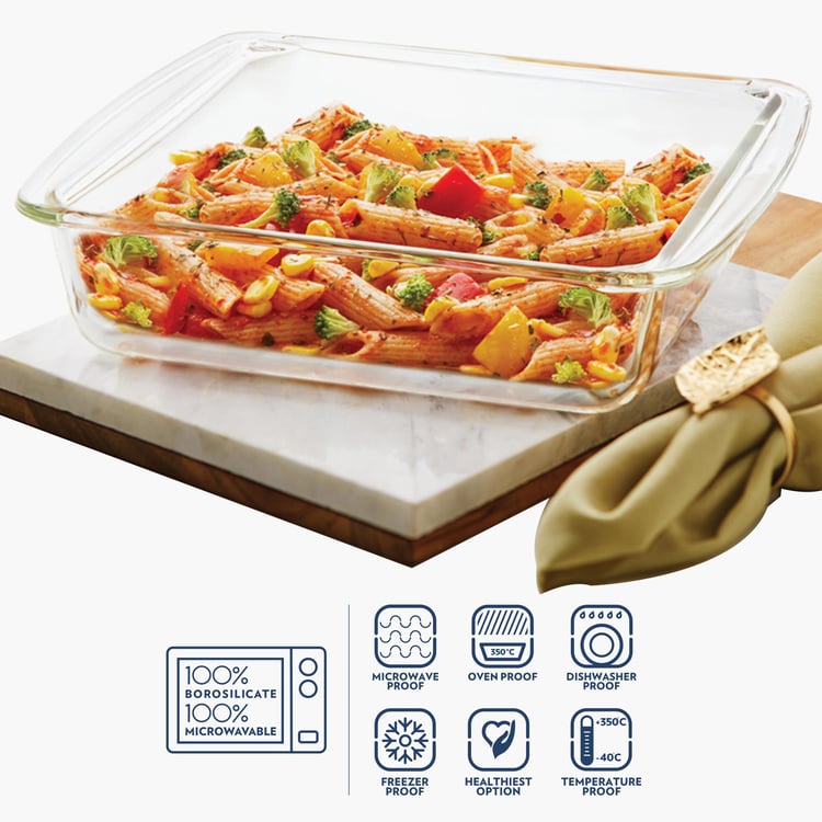 Borosil Square Dish with Handle without Lid (1.6 L)