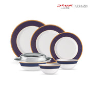 La Opala Diva Sovrana Regent Blue Opalware Dinner Set (35 Pieces)