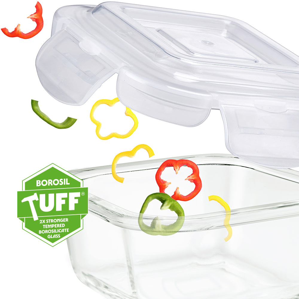 Borosil Klip N Store Square Glass Container (400 ml)