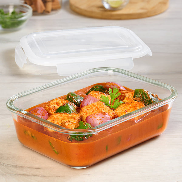 Borosil Klip N Store Rectangle Glass Container (1.52 L)