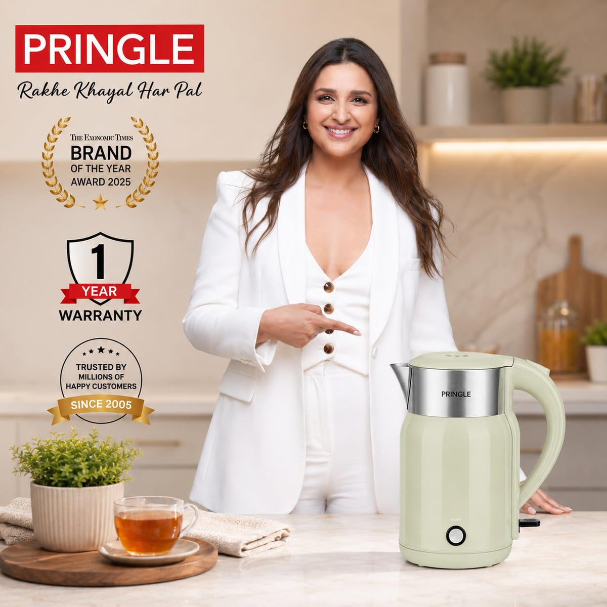 Pringle Haden Double-Wall Electric Kettle, Mint Green (1.8L)