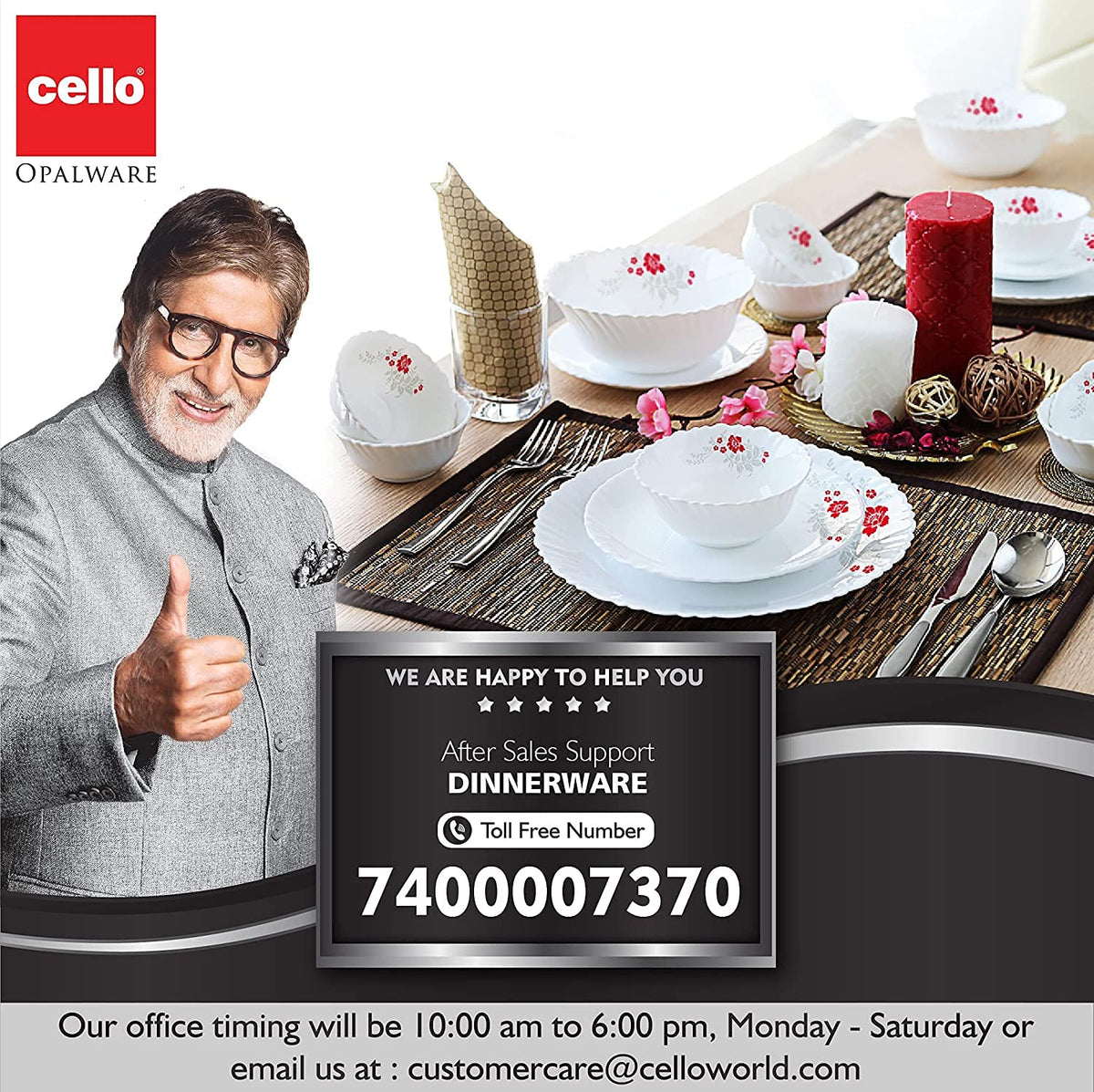 Cello Divine Elinor Opalware Dinner Set (27 Pieces)
