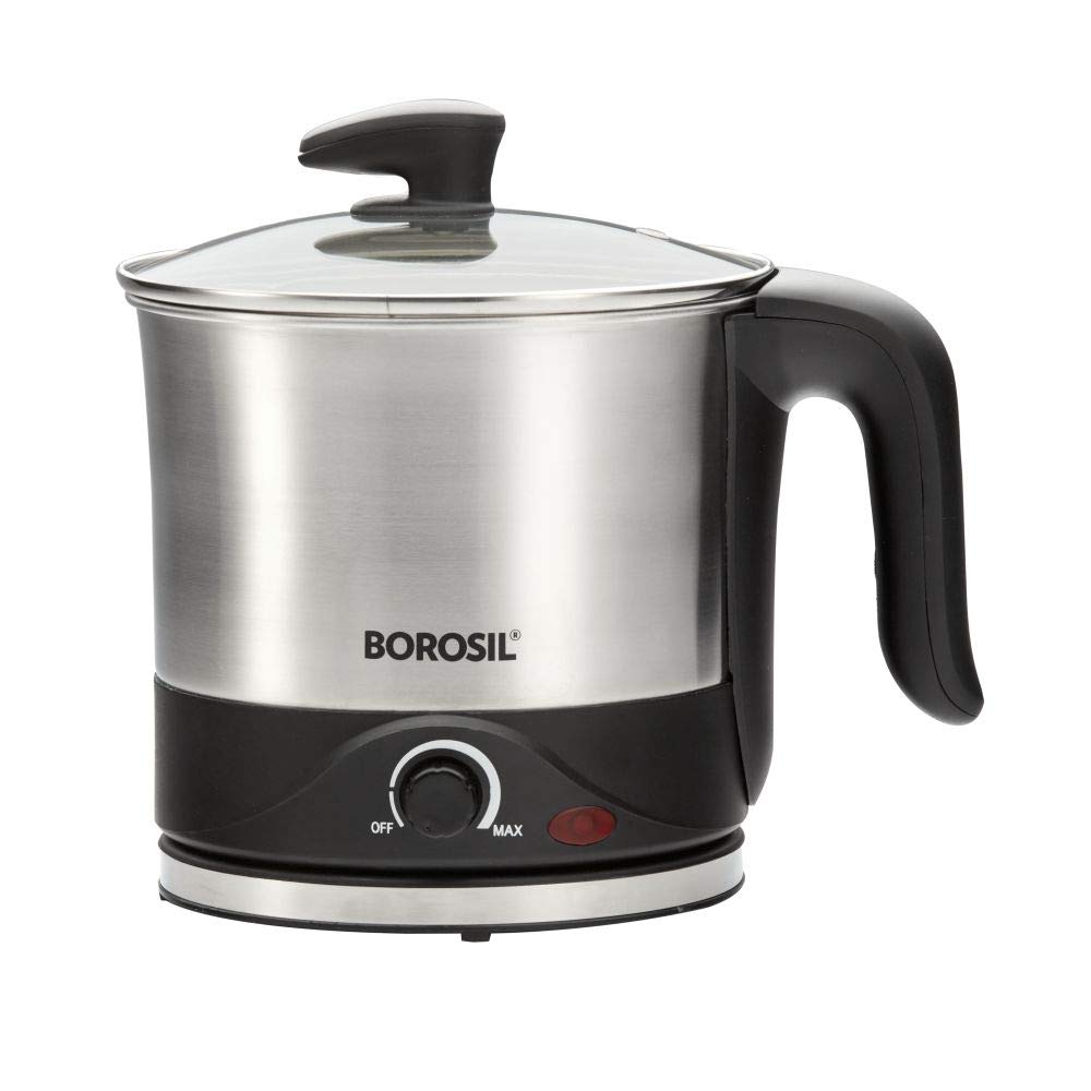 Borosil Omni Multi-Purpose Electric Kettle, Silver & Black (1.5L, 600W)