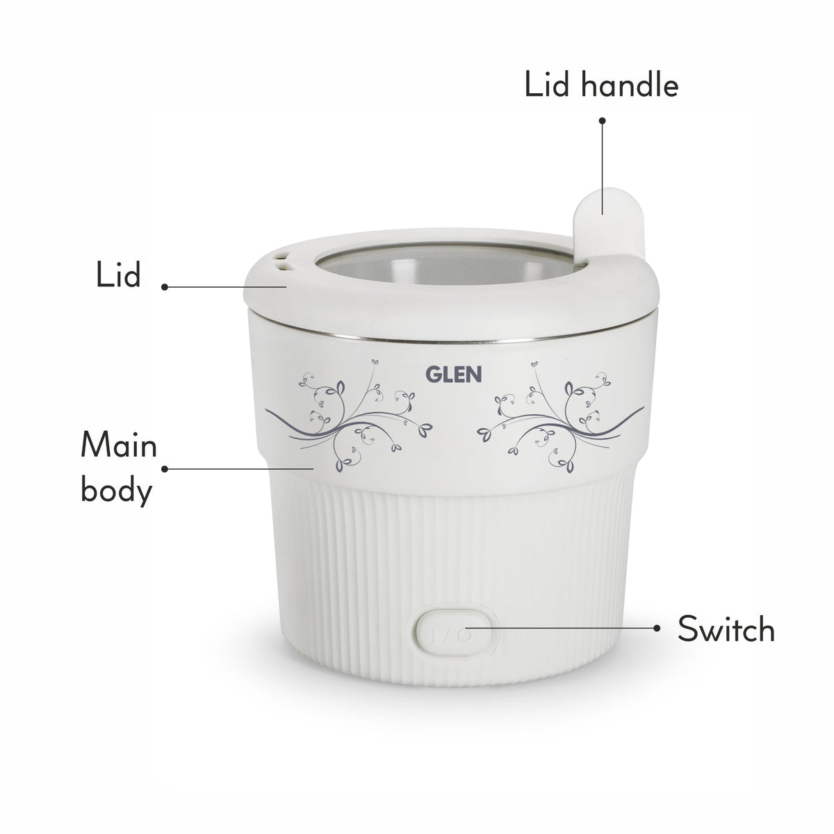 Glen Electric Mini Cooker, White (0.8L, 500W)