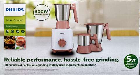 Philips HL7535/00 Mixer Grinder (White/Blue) (500W)