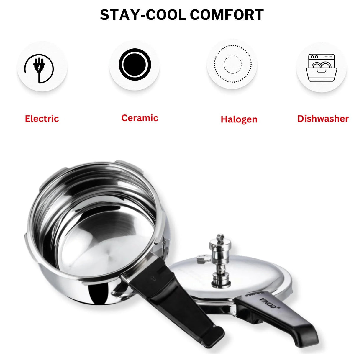 Vinod 18/8 Stainless Steel Splendid Plus Pressure Cooker, Induction Friendly (1.5 L)