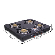 Wonderchef Ultima Glass Top Gas Stove (4 Burner, Manual Ignition)