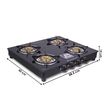 Wonderchef Ultima Glass Top Gas Stove (4 Burner, Manual Ignition)