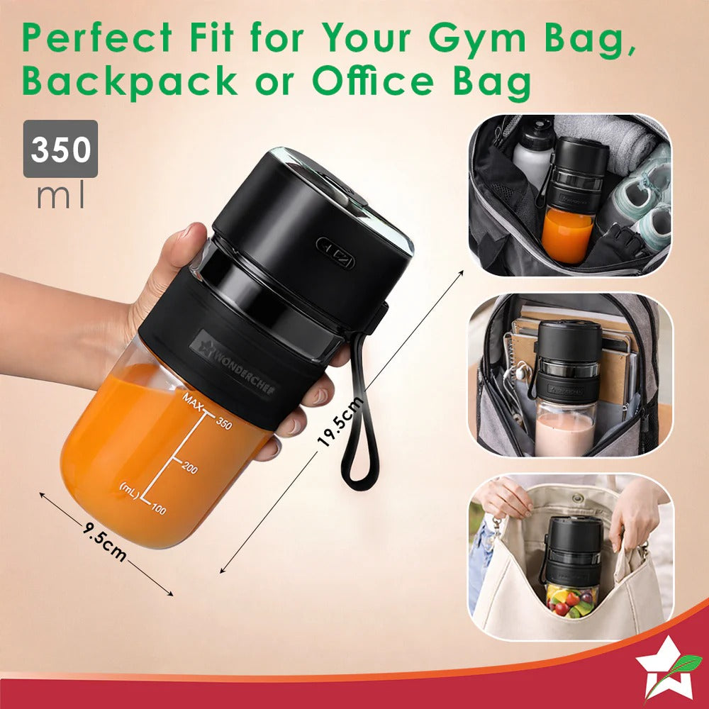 Wonderchef Nutri Cup Zip Portable Blender (Black, 350ml)