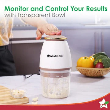 Wonderchef Nutri Chop Pearl Electric Meat & Vegetable Chopper (700 ml Bowl, 4 Stainless Steel Blades)