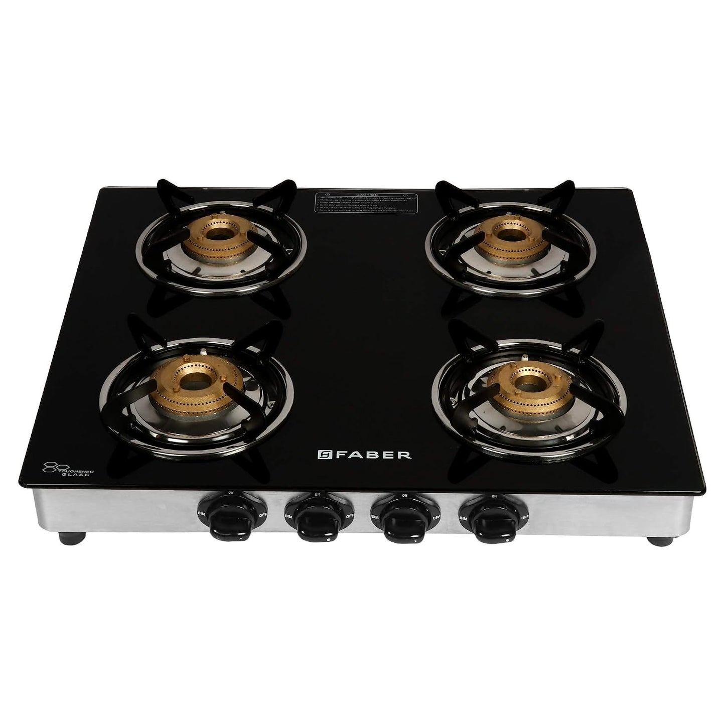 Faber Splendor Glass Top Gas Stove (4 Burner, Manual Ignition)
