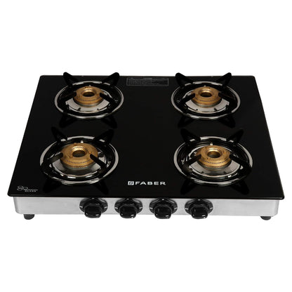Faber Splendor Glass Top Gas Stove (4 Burner, Manual Ignition)