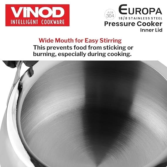 Vinod Europa Stainless Steel Handi Shape Inner Lid Pressure Cooker, Induction Friendly (3 L)