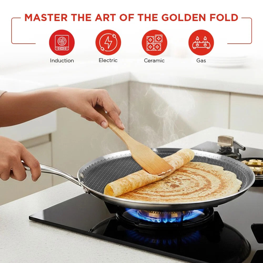 Vinod Platinum Triply Stainless Steel SAS Pro Dosa Tawa (31 cm)