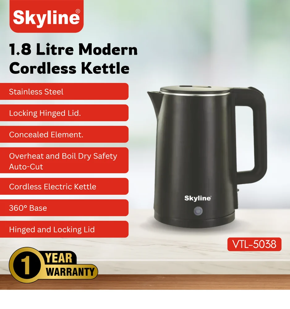 Skyline VTL-5006 Electric Kettle (Black, 1.8 Litre)