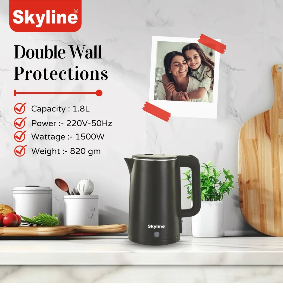 Skyline VTL-5006 Electric Kettle (Black, 1.8 Litre)