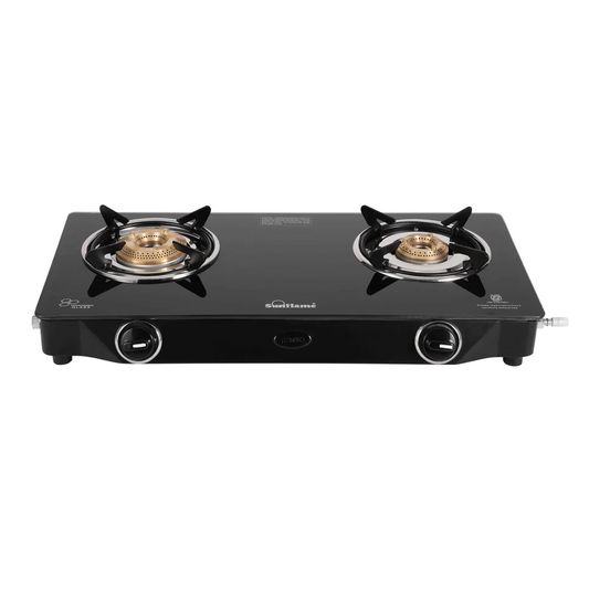 Sunflame GT Jumbo Glass Top Gas Stove (2 Burner, Manual Ignition)