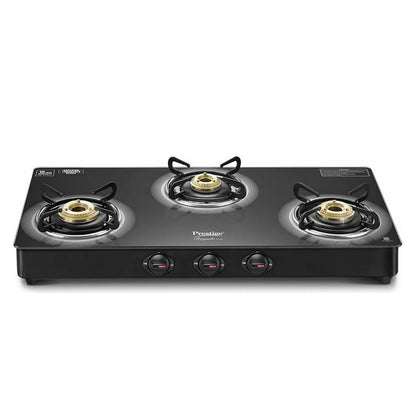 Prestige Royale Plus Glass Top Gas Stove (3 Burner, Manual Ignition)
