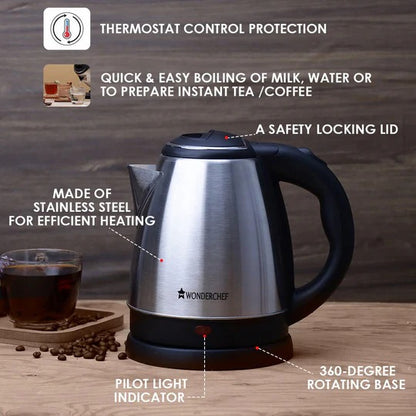Wonderchef Crescent Electric Kettle (Silver, 1.5 Litre)