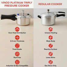 Vinod Platinum Triply Stainless Steel Pressure Cooker, Outer Lid, Induction Friendly (1 L)