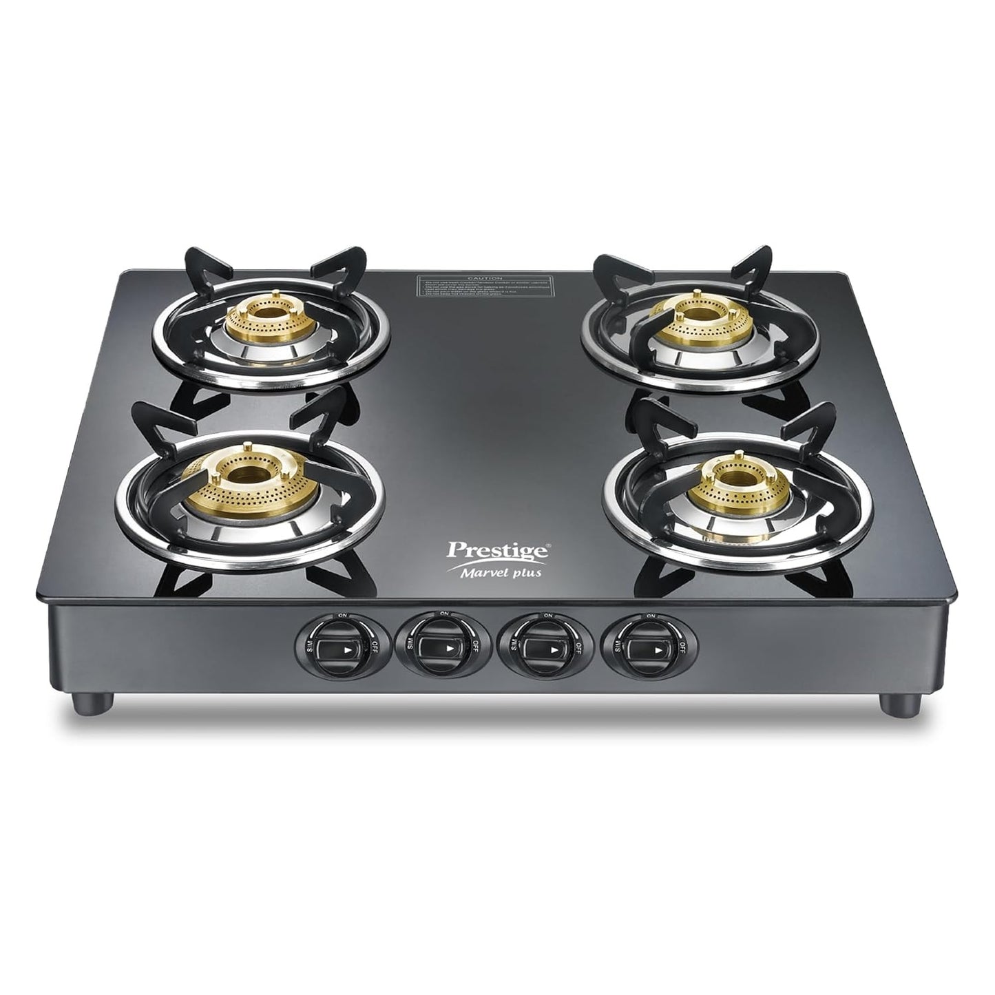 Prestige Marvel Plus Glass Top Gas Stove (4 Burner, Manual Ignition)