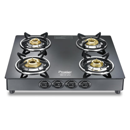 Prestige Marvel Plus Glass Top Gas Stove (4 Burner, Manual Ignition)