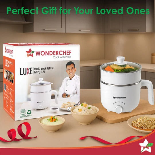 Wonderchef Luxe Multi-Cook Kettle (Ivory, 1.2 Litre)