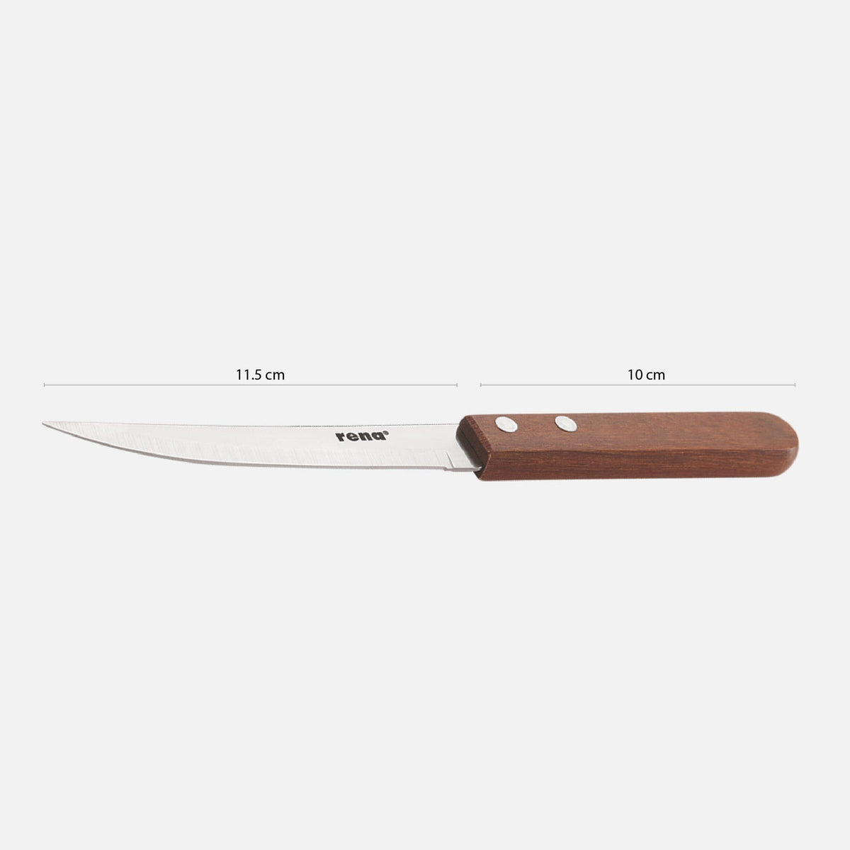 Rena Steak Knife Plain, Stainless Steel Blade, Wooden Handle, 21.5 cm