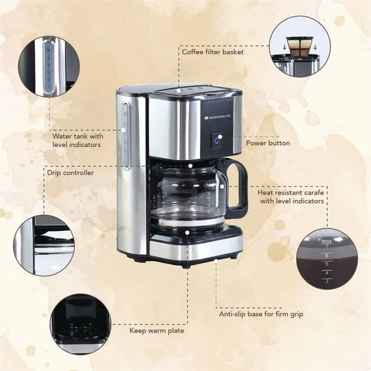 Wonderchef Regalia Brew Coffee Maker (Black & Silver, 700 ml)