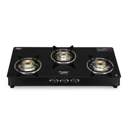 Prestige Marvel Plus Glass Top Gas Stove (3 Burner, Manual Ignition)