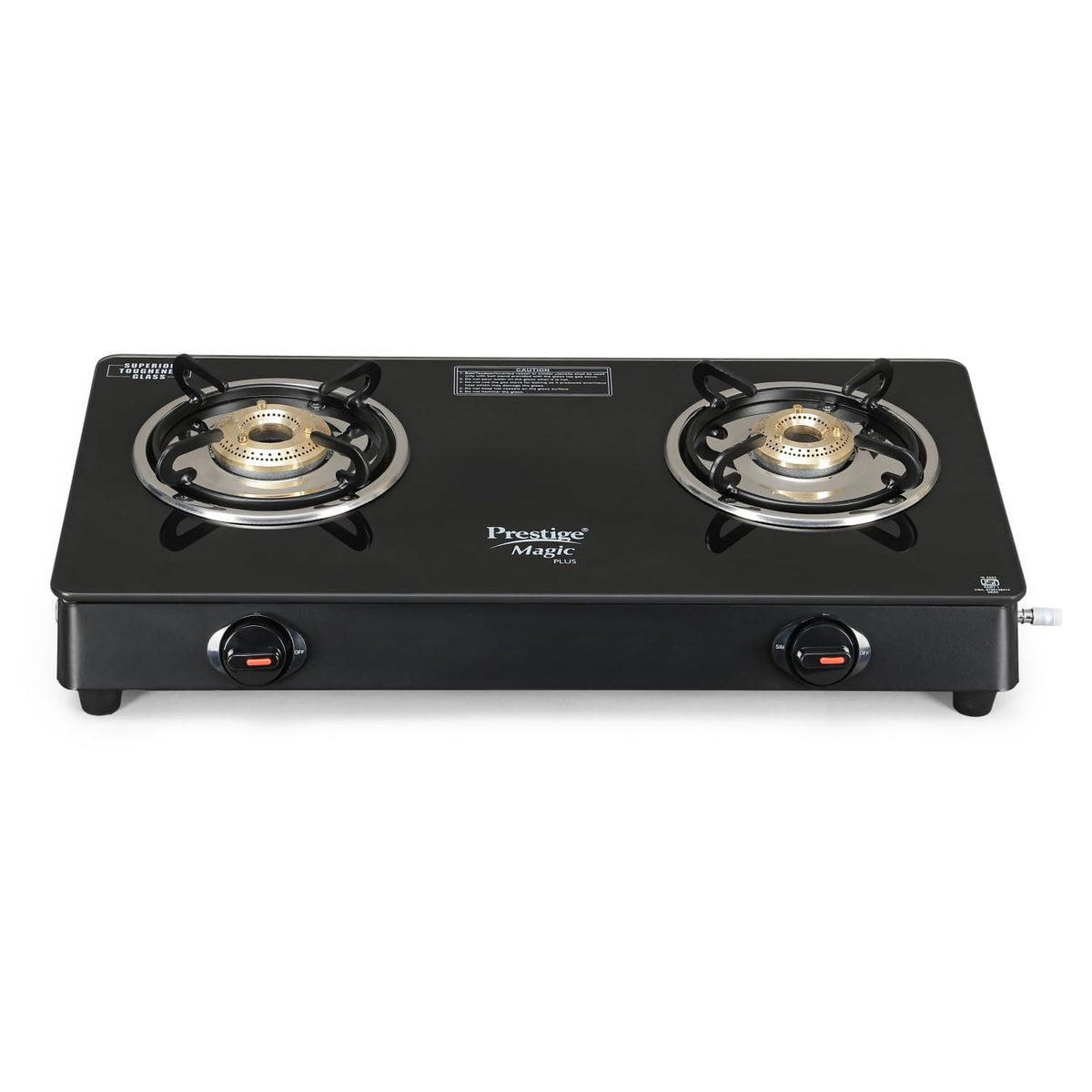 Prestige Magic Plus Glass Top Gas Stove (2 Burner, Manual Ignition)
