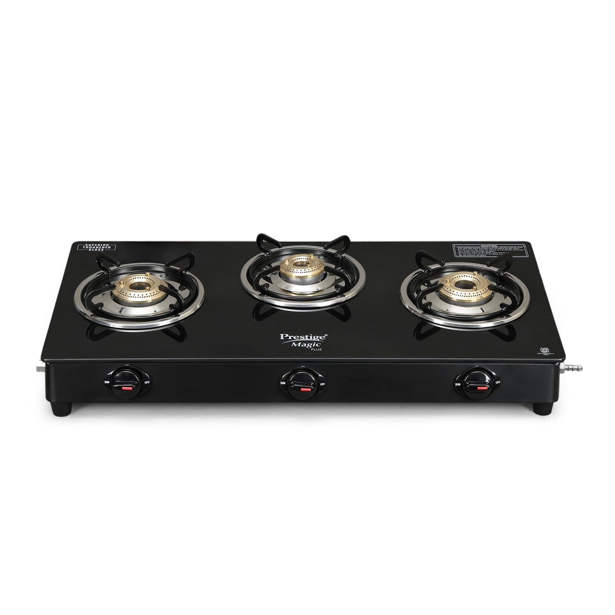 Prestige Magic Plus Glass Top Gas Stove (3 Burner, Manual Ignition)