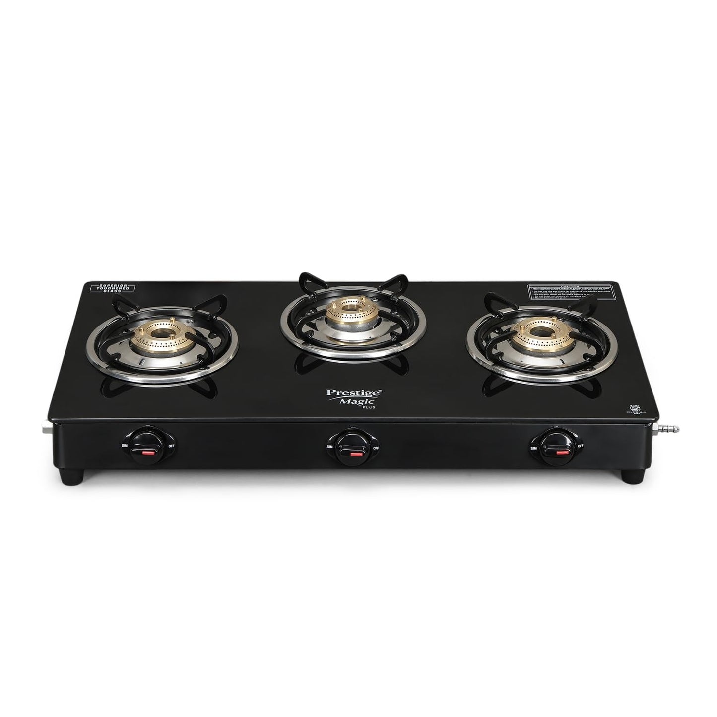 Prestige Magic Plus Glass Top Gas Stove (3 Burner, Manual Ignition)