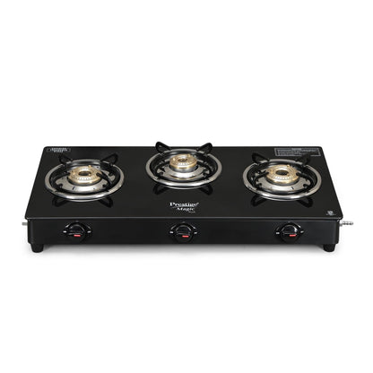 Prestige Magic Plus Glass Top Gas Stove (3 Burner, Manual Ignition)