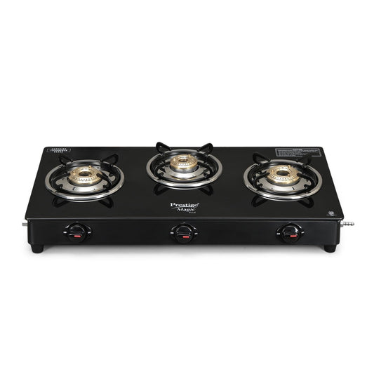 Prestige Magic Plus Glass Top Gas Stove (3 Burner, Manual Ignition)