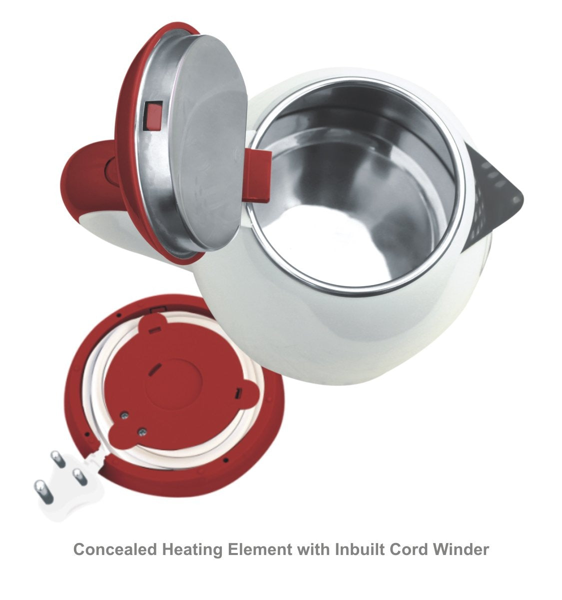 Inalsa Angelic Electric Kettle (White & Red, 1.8 Litre)