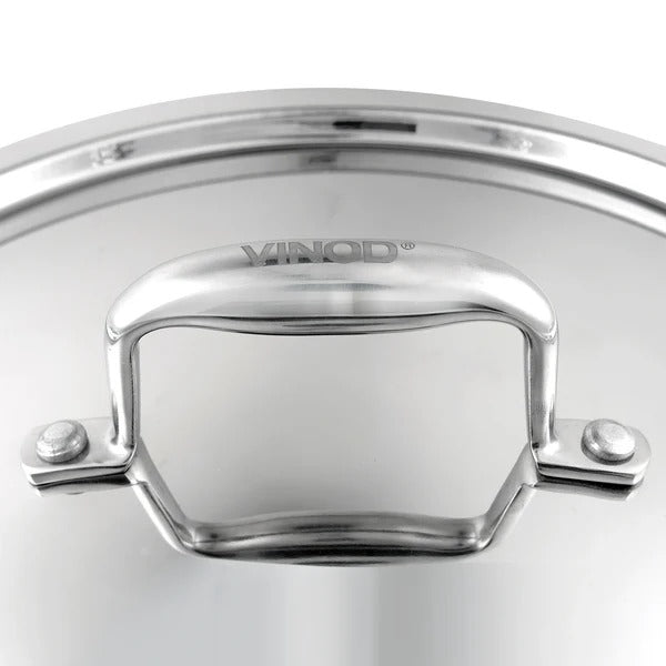 Vinod Platinum Triply Stainless Steel Kadai with Lid, Induction Friendly (8 L)