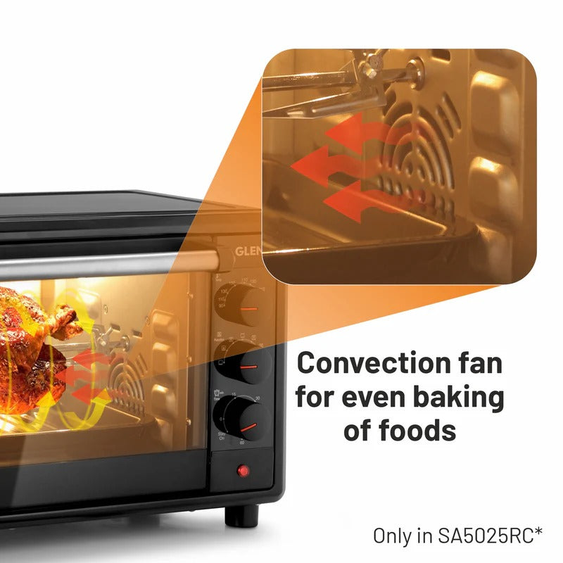 Glen Oven Toaster Griller (OTG) (25 Litre, Black)
