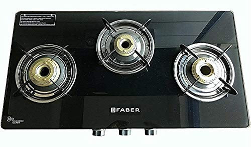 Faber Splendor Glass Top Gas Stove (3 Burner, Manual Ignition)