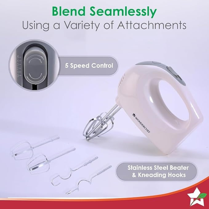 Wonderchef Ultima Plus Hand Mixer (White, 200W)